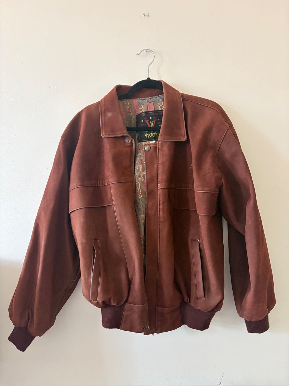 Brown Suede Bomber Jacket - Men's